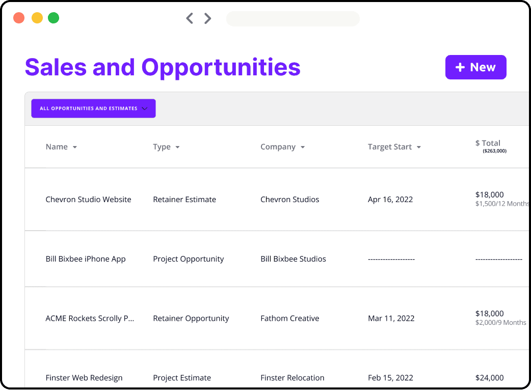 sales and opportunities homepage