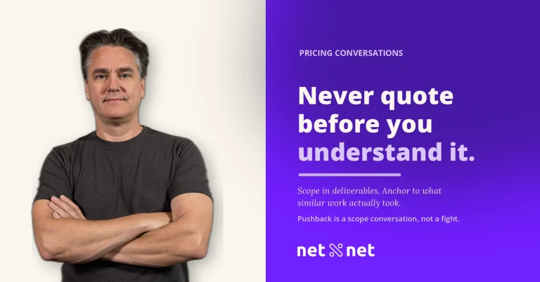 How do I talk pricing with prospects without underselling the work?